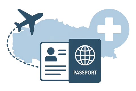 Illustration representing health visa process